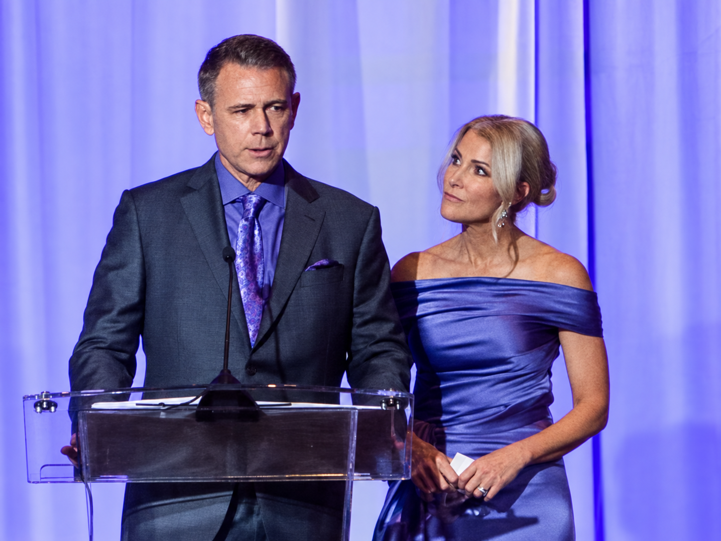 Barbara and Hugh Lytle speaking at a Teen Lifeline event